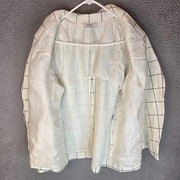 Akris Punto Cream & Black Windowpane Jacket Womens Sz 16 Partially Lined Pockets - Picture 12 of 16